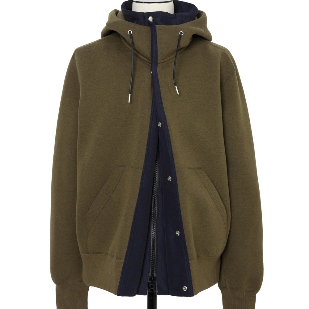 Sacai Khaki and Navy Hooded Bomber Jacket